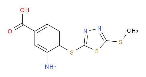 3-amino-4-((5-(methylthio)-1,3,4-thiadiazol-2-yl)thio)benzoic acid