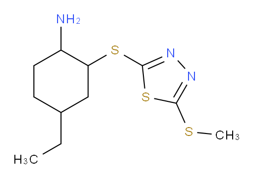 4-ethyl-2-((5-(methylthio)-1,3,4-thiadiazol-2-yl)thio)cyclohexanamine