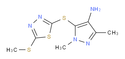 1,3-dimethyl-5-((5-(methylthio)-1,3,4-thiadiazol-2-yl)thio)-1H-pyrazol-4-amine