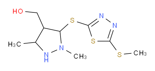 (1,3-dimethyl-5-((5-(methylthio)-1,3,4-thiadiazol-2-yl)thio)pyrazolidin-4-yl)methanol