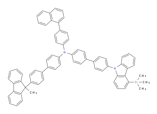 4'-(9-methyl-9H-fluoren-9-yl)-N-(4-(naphthalen-1-yl)phenyl)-N-(4'-(4-(trimethylsilyl)-9H-carbazol-9-yl)-[1,1'-biphenyl]-4-yl)-[1,1'-biphenyl]-4-amine