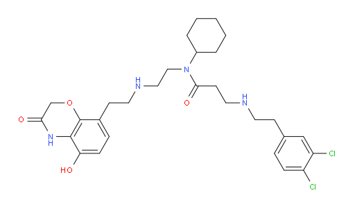 N-Cyclohexyl-3-[[2-(3,4-dichlorophenyl)ethyl]amino]-N-[2-[[2-(3,4-dihydro-5-hydroxy-3-oxo-2H-1,4-benzoxazin-8-yl)ethyl]amino]ethyl]propanamide (ACI)