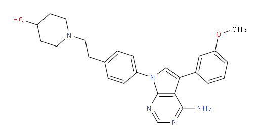 1-[2-[4-[4-Amino-5-(3-methoxyphenyl)-7H-pyrrolo[2,3-d]pyrimidin-7-yl]phenyl]ethyl]-4-piperidinol (ACI)