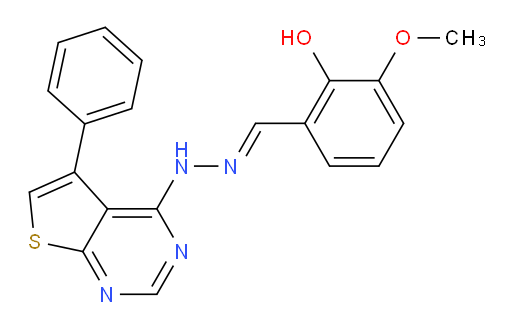 2-Hydroxy-3-methoxybenzaldehyde 2-(5-phenylthieno[2,3-d]pyrimidin-4-yl)hydrazone (ACI)