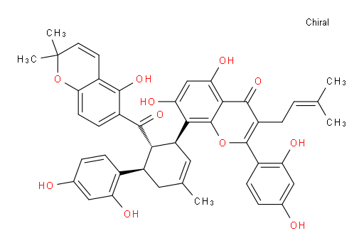 2-(2,4-Dihydroxyphenyl)-8-[(1S,5R,6S)-5-(2,4-dihydroxyphenyl)-6-[(5-hydroxy-2,2-dimethyl-2H-1-benzopyran-6-yl)carbonyl]-3-methyl-2-cyclohexen-1-yl]-5,7-dihydroxy-3-(3-methyl-2-buten-1-yl)-4H-1-benzopyran-4-one (ACI)