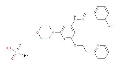 Benzaldehyde, 3-methyl-, 2-[6-(4-morpholinyl)-2-[2-(2-pyridinyl)ethoxy]-4-pyrimidinyl]hydrazone methanesulfonate (1:2) (ACI)