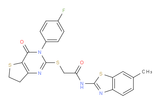 2-[[3-(4-Fluorophenyl)-3,4,6,7-tetrahydro-4-oxothieno[3,2-d]pyrimidin-2-yl]thio]-N-(6-methyl-2-benzothiazolyl)acetamide (ACI)
