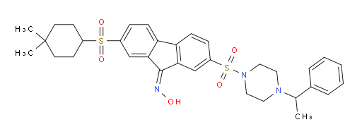 2-[(4,4-Dimethylcyclohexyl)sulfonyl]-7-[[4-(1-phenylethyl)-1-piperazinyl]sulfonyl]-9H-fluoren-9-one oxime (ACI)