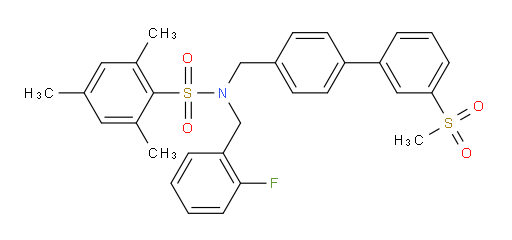 Benzenesulfonamide, N-[(2-fluorophenyl)methyl]-2,4,6-trimethyl-N-[[3′-(methylsulfonyl)[1,1′-biphenyl]-4-yl]methyl]- (ACI)