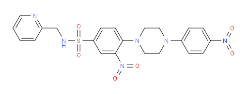 Benzenesulfonamide, 3-nitro-4-[4-(4-nitrophenyl)-1-piperazinyl]-N-(2-pyridinylmethyl)- (ACI)