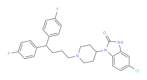 1-[1-[4,4-Bis(4-fluorophenyl)butyl]-4-piperidinyl]-5-chloro-1,3-dihydro-2H-benzimidazol-2-one (ACI)