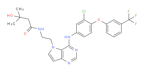 N-[2-[4-[[3-Chloro-4-[3-(trifluoromethyl)phenoxy]phenyl]amino]-5H-pyrrolo[3,2-d]pyrimidin-5-yl]ethyl]-3-hydroxy-3-methylbutanamide (ACI)