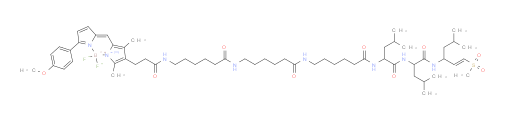 Boron, difluoro[N-[6-[[6-[[6-[[3-[2-[[5-(4-methoxyphenyl)-2H-pyrrol-2-ylidene-κN]methyl]-3,5-dimethyl-1H-pyrrol-4-yl]-1-oxopropyl]amino]-1-oxohexyl]amino]-1-oxohexyl]amino]-1-oxohexyl]-L-leucyl-N-[(1S)-3-methyl-1-[2-(methylsulfonyl)ethenyl]butyl]-L-leucinamidato]-, (T-4)- (ACI)