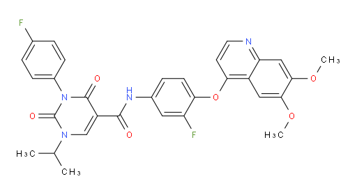 N-[4-[(6,7-Dimethoxy-4-quinolinyl)oxy]-3-fluorophenyl]-3-(4-fluorophenyl)-1,2,3,4-tetrahydro-1-(1-methylethyl)-2,4-dioxo-5-pyrimidinecarboxamide (ACI)