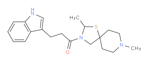 1-(2,8-Dimethyl-1-thia-3,8-diazaspiro[4.5]dec-3-yl)-3-(1H-indol-3-yl)-1-propanone (ACI)