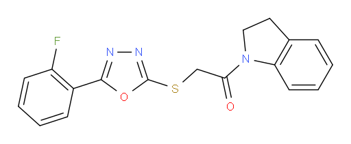 1-(2,3-Dihydro-1H-indol-1-yl)-2-[[5-(2-fluorophenyl)-1,3,4-oxadiazol-2-yl]thio]ethanone (ACI)