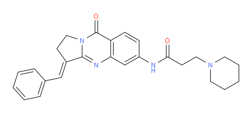1-Piperidinepropanamide, N-[1,2,3,9-tetrahydro-9-oxo-3-(phenylmethylene)pyrrolo[2,1-b]quinazolin-6-yl]- (9CI, ACI)
