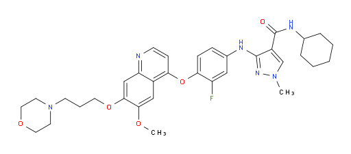 N-Cyclohexyl-3-[[3-fluoro-4-[[6-methoxy-7-[3-(4-morpholinyl)propoxy]-4-quinolinyl]oxy]phenyl]amino]-1-methyl-1H-pyrazole-4-carboxamide (ACI)