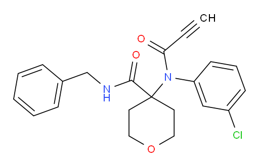 4-[(3-Chlorophenyl)(1-oxo-2-propyn-1-yl)amino]tetrahydro-N-(phenylmethyl)-2H-pyran-4-carboxamide (ACI)