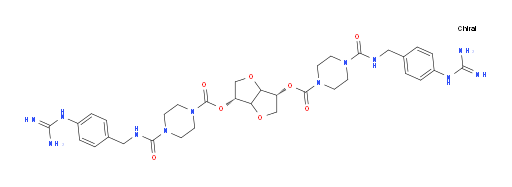 D-threo-Hexitol, 1,4:3,6-dianhydro-, bis[4-[[[[4-[(aminoiminomethyl)amino]phenyl]methyl]amino]carbonyl]-1-piperazinecarboxylate], (3ξ,4ξ)- (9CI)