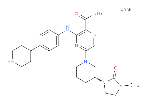 5-[(3R)-3-(3-Methyl-2-oxo-1-imidazolidinyl)-1-piperidinyl]-3-[[4-(4-piperidinyl)phenyl]amino]-2-pyrazinecarboxamide (ACI)
