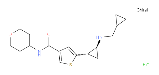 3-Thiophenecarboxamide, 5-[(1S,2S)-2-[(cyclopropylmethyl)amino]cyclopropyl]-N-(tetrahydro-2H-pyran-4-yl)-, hydrochloride (1:1) (ACI)