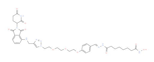 8-(Hydroxyamino)-8-oxooctanoic acid (2E)-2-[[4-[2-[2-[2-[4-[[[2-(2,6-dioxo-3-piperidinyl)-2,3-dihydro-1,3-dioxo-1H-isoindol-4-yl]amino]methyl]-1H-1,2,3-triazol-1-yl]ethoxy]ethoxy]ethoxy]phenyl]methylene]hydrazide (ACI)