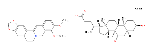Cholan-24-oic acid, 3,7-dihydroxy-, ion(1-), (3α,5β,7β)-, 5,6-dihydro-9,10-dimethoxybenzo[g]-1,3-benzodioxolo[5,6-a]quinolizinium (1:1) (ACI)