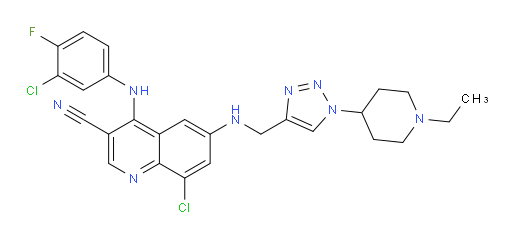 8-Chloro-4-[(3-chloro-4-fluorophenyl)amino]-6-[[[1-(1-ethyl-4-piperidinyl)-1H-1,2,3-triazol-4-yl]methyl]amino]-3-quinolinecarbonitrile (ACI)