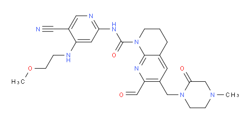 N-[5-Cyano-4-[(2-methoxyethyl)amino]-2-pyridinyl]-7-formyl-3,4-dihydro-6-[(4-methyl-2-oxo-1-piperazinyl)methyl]-1,8-naphthyridine-1(2H)-carboxamide (ACI)