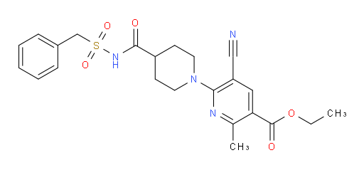 Ethyl 5-cyano-2-methyl-6-[4-[[[(phenylmethyl)sulfonyl]amino]carbonyl]-1-piperidinyl]-3-pyridinecarboxylate (ACI)