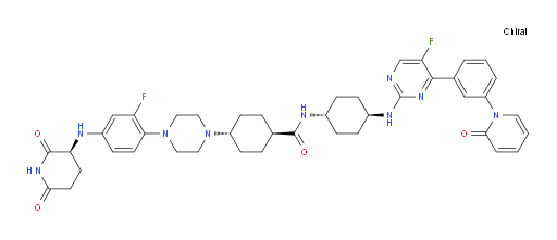 Cyclohexanecarboxamide, 4-[4-[4-[[(3S)-2,6-dioxo-3-piperidinyl]amino]-2-fluorophenyl]-1-piperazinyl]-N-[trans-4-[[5-fluoro-4-[3-(2-oxo-1(2H)-pyridinyl)phenyl]-2-pyrimidinyl]amino]cyclohexyl]-, trans- (ACI)