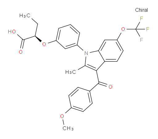 (2R)-2-[3-[3-(4-Methoxybenzoyl)-2-methyl-6-(trifluoromethoxy)-1H-indol-1-yl]phenoxy]butanoic acid (ACI)