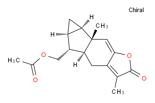(4aS,5R,5aS,6aR,6bS)-5-[(Acetyloxy)methyl]-4a,5,5a,6,6a,6b-hexahydro-3,6b-dimethylcycloprop[2,3]indeno[5,6-b]furan-2(4H)-one (ACI)