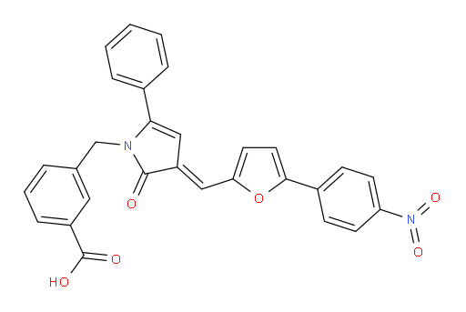 Benzoic acid, 3-[[(4E)-2,3-dihydro-3-[[5-(4-nitrophenyl)-2-furanyl]methylene]-2-oxo-5-phenyl-1H-pyrrol-1-yl]methyl]- (ACI)