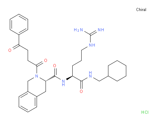 3-Isoquinolinecarboxamide, N-[(1S)-4-[(aminoiminomethyl)amino]-1-[[(cyclohexylmethyl)amino]carbonyl]butyl]-2-(1,4-dioxo-4-phenylbutyl)-1,2,3,4-tetrahydro-, hydrochloride (1:1), (3S)- (ACI)