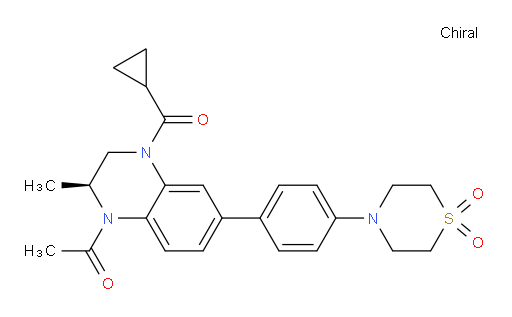 1-[(2S)-4-(Cyclopropylcarbonyl)-6-[4-(1,1-dioxido-4-thiomorpholinyl)phenyl]-3,4-dihydro-2-methyl-1(2H)-quinoxalinyl]ethanone (ACI)