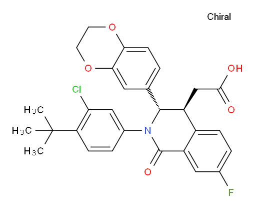 (3S,4S)-2-[3-Chloro-4-(1,1-dimethylethyl)phenyl]-3-(2,3-dihydro-1,4-benzodioxin-6-yl)-7-fluoro-1,2,3,4-tetrahydro-1-oxo-4-isoquinolineacetic acid (ACI)
