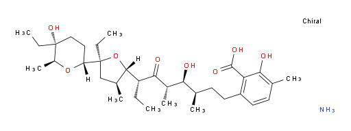 Benzoic acid, 6-[(3R,4S,5S,7R)-7-[(2S,3S,5S)-5-ethyl-5-[(2R,5R,6S)-5-ethyltetrahydro-5-hydroxy-6-methyl-2H-pyran-2-yl]tetrahydro-3-methyl-2-furanyl]-4-hydroxy-3,5-dimethyl-6-oxononyl]-2-hydroxy-3-methyl-, ammonium salt (1:1) (ACI)