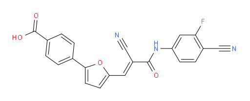 4-[5-[(1E)-2-Cyano-3-[(4-cyano-3-fluorophenyl)amino]-3-oxo-1-propen-1-yl]-2-furanyl]benzoic acid (ACI)