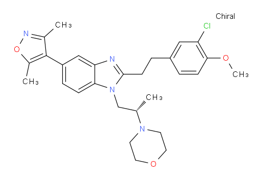 2-[2-(3-Chloro-4-methoxyphenyl)ethyl]-5-(3,5-dimethyl-4-isoxazolyl)-1-[(2S)-2-(4-morpholinyl)propyl]-1H-benzimidazole (ACI)
