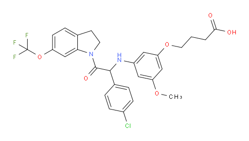 (-)-4-[3-[[1-(4-Chlorophenyl)-2-[2,3-dihydro-6-(trifluoromethoxy)-1H-indol-1-yl]-2-oxoethyl]amino]-5-methoxyphenoxy]butanoic acid (ACI)