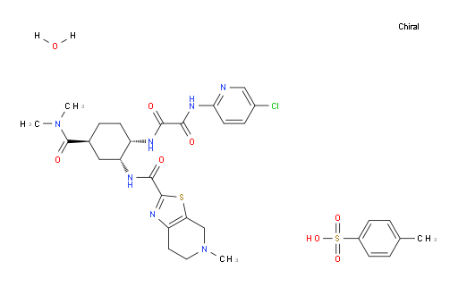 N1-(5-chloropyridin-2-yl)-N2-((1S,2R,4S)-4-(dimethylcarbamoyl)-2-(5-methyl-4,5,6,7-tetrahydrothiazolo[5,4-c]pyridine-2-carboxamido)cyclohexyl)oxalamide 4-methylbenzenesulfonate hydrate