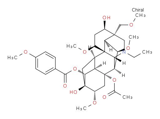 (3R,4R,6S,6aS,7R,7aR,8R,9R,10S,11aR,12S,12aR,13R,14S)-11a-acetoxy-1-ethyl-4,9-dihydroxy-6,10,13-trimethoxy-3-(methoxymethyl)tetradecahydro-1H-3,6a,12-(epiethane[1,1,2]triyl)-7,9-methanonaphtho[2,3-b]azocin-8-yl 4-methoxybenzoate