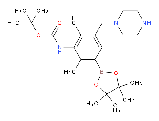 tert-butyl N-{2,6-dimethyl-3-[(piperazin-1-yl)methyl]-5-(4,4,5,5-tetramethyl-1,3,2-dioxaborolan-2-yl)phenyl}carbamate