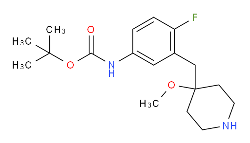 tert-butyl N-{4-fluoro-3-[(4-methoxypiperidin-4-yl)methyl]phenyl}carbamate
