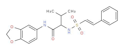 N-(1,3-dioxaindan-5-yl)-3-methyl-2-(2-phenylethenesulfonamido)butanamide