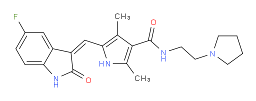 5-[(Z)-(5-fluoro-1,2-dihydro-2-oxo-3H-indol-3-ylidene)methyl]-2,4-dimethyl-N-[2-(pyrrolidin-1-yl)ethyl]-1H-pyrrol-3-carboxamide