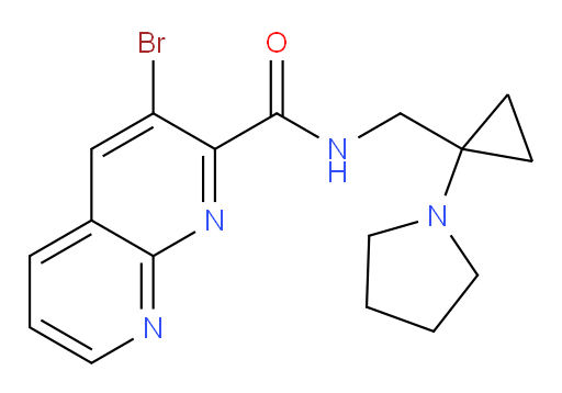 3-bromo-N-((1-(pyrrolidin-1-yl)cyclopropyl)methyl)-1,8-naphthyridine-2-carboxamide