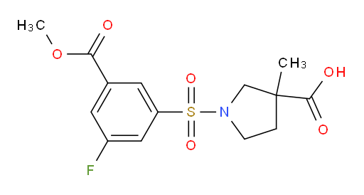 1-((3-fluoro-5-(methoxycarbonyl)phenyl)sulfonyl)-3-methylpyrrolidine-3-carboxylic acid